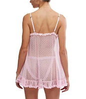 Free People Heart to Heart Sheer Dotted Mesh Chemise