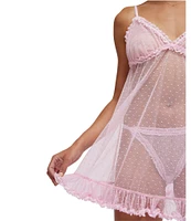 Free People Heart to Heart Sheer Dotted Mesh Chemise