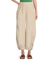 Free People High Road Pull On Barrel Mid Rise Linen Pants