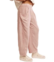 Free People High Road Pull On Barrel Mid Rise Linen Pants