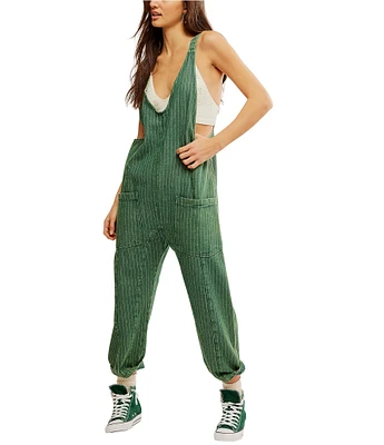 Free People High Roller Railroad Stripe Scoop Neck Sleeveless Jumpsuit