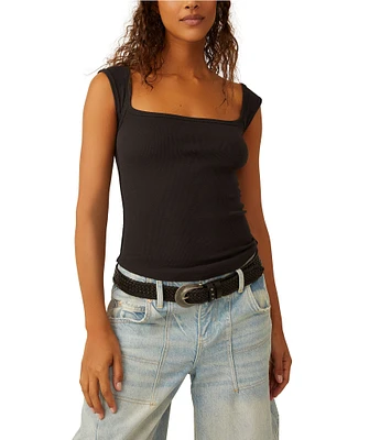 Free People Hummingbird Square Neck Sleeveless Tank Top