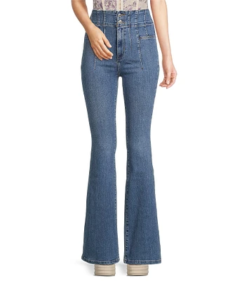 Free People Jayde High Rise Stretch Denim Flared Leg Denim Jeans