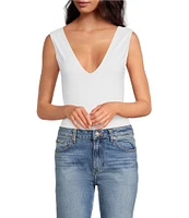 Free People Keep It Sleek V-Neck Sleeveless Bodysuit