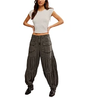 Free People Last Word Soft Cotton Low Rise Cargo Pocket Parachute Pants