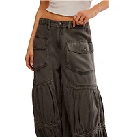 Free People Last Word Soft Cotton Low Rise Cargo Pocket Parachute Pants