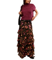 Free People Lolita Floral Print High Rise Tiered Maxi Skirt