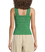Free People Love Letter Jacquard Floral Square Neck Sleeveless Wide Strap Cami Top