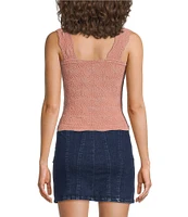 Free People Love Letter Jacquard Floral Square Neck Sleeveless Wide Strap Cami Top