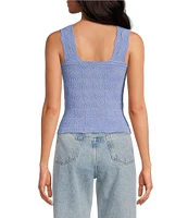 Free People Love Letter Jacquard Floral Square Neck Sleeveless Wide Strap Cami Top
