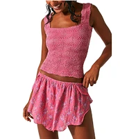 Free People Love Letter Jacquard Floral Square Neck Sleeveless Wide Strap Cami Top