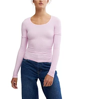 Free People Love Letter Scoop Neck Long Sleeve Top