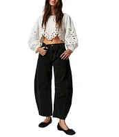 Free People We The Free Good Luck Mid-Rise Wide Leg Barrel Jeans