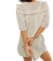 Free People Luna V Neck Short Sleeve Top