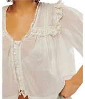 Free People Luna V Neck Short Sleeve Top