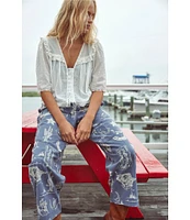 Free People Luna V Neck Short Sleeve Top