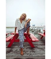 Free People Luna V Neck Short Sleeve Top