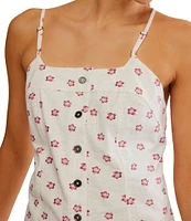 Free People Maddie Floral Printed Scoop Neck Sleeveless Low Back Tunic