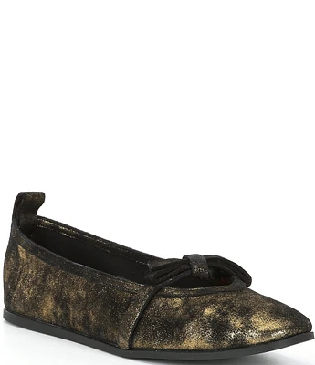 Free People Mania Bow Distressed Leather Ballet Flats