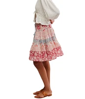 Free People Many Layers Mixed Floral Print Low Rise Tiered Skirt