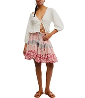 Free People Many Layers Mixed Floral Print Low Rise Tiered Skirt