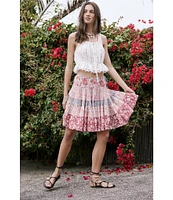 Free People Many Layers Mixed Floral Print Low Rise Tiered Skirt