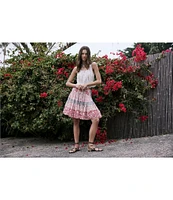 Free People Many Layers Mixed Floral Print Low Rise Tiered Skirt