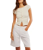 Free People Most Wanted Crew Neckline Cap Sleeve Button Front Cardigan