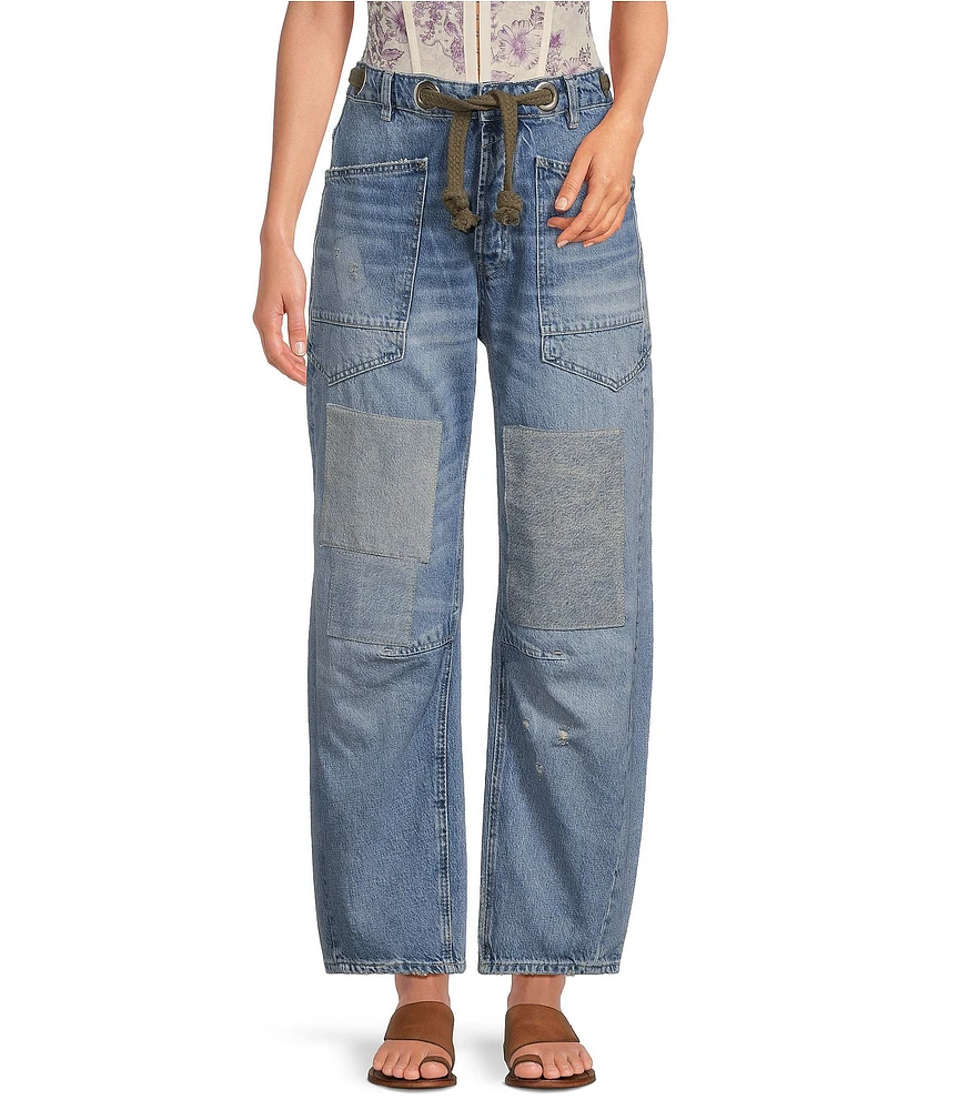 Free People Moxie Low Rise Pull-On Barrel Jeans