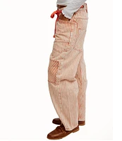 Free People Moxie Railroad Stripe Print Patch Pocket Straight Leg Pant