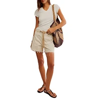 Free People Moxie Rigid Drawcord Waist Barrel Jean Shorts