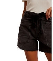 Free People Moxie Rigid Drawcord Waist Barrel Jean Shorts