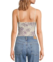 Free People Night Rhythm Printed Sweetheart Neck Bodysuit