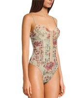 Free People Night Rhythm Printed Sweetheart Neck Bodysuit