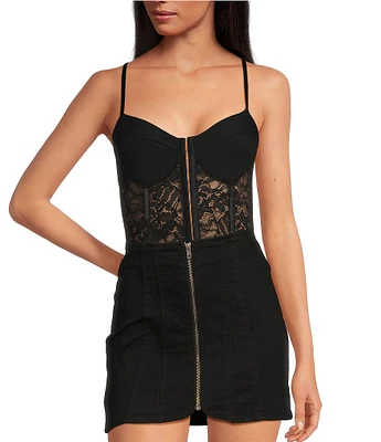 Free People Night Rhythm Lace Corset Bodysuit