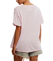 Free People Nina Short Sleeve Raw Edge Crew Neck Boxy Tee Shirt
