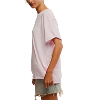Free People Nina Short Sleeve Raw Edge Crew Neck Boxy Tee Shirt