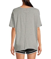 Free People Nina Short Sleeve Raw Edge Crew Neck Boxy Tee Shirt