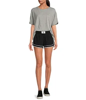 Free People Nina Short Sleeve Raw Edge Crew Neck Boxy Tee Shirt