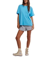 Free People Nina Short Sleeve Raw Edge Crew Neck Boxy Tee Shirt