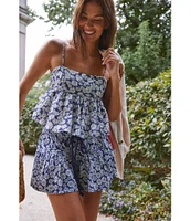 Free People Offbeat Printed Coordinating Pull-On Shorts