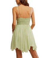 Free People One Delia Sleeveless Deep V-Neck Fit & Flare Babydoll Slip Dress