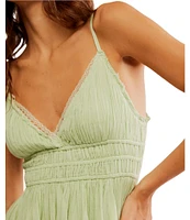 Free People One Delia Sleeveless Deep V-Neck Fit & Flare Babydoll Slip Dress