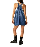 Free People Overall Square Neck Sleeveless Front Pocket Mini Dress