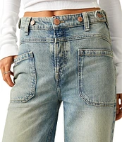 Free People Palmer Mid Rise Relaxed Button Waist Cuffed Jeans