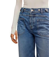 Free People Palmer Mid Rise Relaxed Button Waist Cuffed Jeans