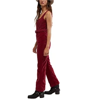 Free People Party Starter Corduroy Square Neck Sleeveless Belted Jumpsuit