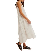 Free People Primavera Eyelet Square Neck Sleeveless Midi Dress