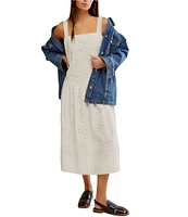 Free People Primavera Eyelet Square Neck Sleeveless Midi Dress