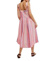 Free People Primavera Stripe Square Neck Sleeveless Midi Shift Dress